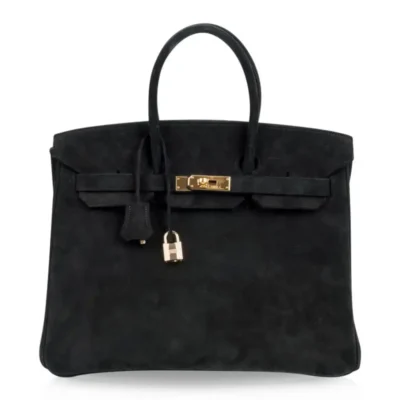 Hermès Limited Edition Birkin 35 Black Doblis Suede Gold Hardware