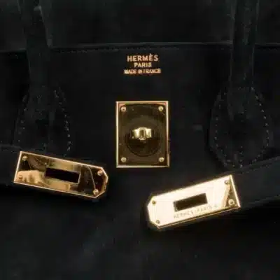 Hermès Limited Edition Birkin 35 Black Doblis Suede logo2