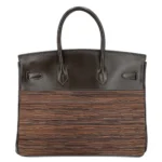 Hermès Limited Edition Birkin 35 Ebene/Orange Vibrato/Goatskin & Box Calfskin Brushed Gold Hardware