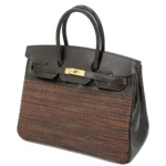 Hermès Limited Edition Birkin 35 Ebene/Orange Vibrato/Goatskin & Box Calfskin Brushed Gold Hardware