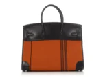 Hermès Limited Edition Birkin 35 Orange/Black Box Calfskin & Toile Potamus Palladium Hardware