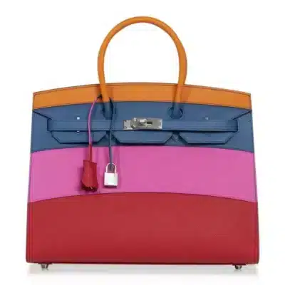 Hermès Limited Edition Birkin 35 Sellier Sunset Rainbow Epsom Palladium Hardware