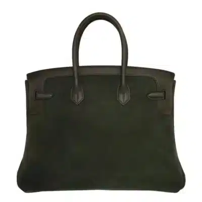 Hermès Limited Edition Birkin 35 Vert De Gris Swift, Suede, Velour, & Doblis Permabrass Hardware