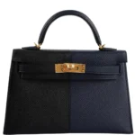 Hermès Limited Edition Mini Kelly 20 II Sellier Casaque Black/Indigo/Rouge H Epsom Gold Hardware