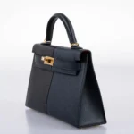 Hermès Limited Edition Mini Kelly 20 II Sellier Casaque Black/Indigo/Rouge H Epsom Gold Hardware