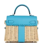 Hermes Limited Edition Mini Kelly 20 Picnic Bleu Du Nord Swift & Osier Palladium Hardware