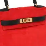 Hermès Limited Edition, Vinatge 1992 Mini Kelly 20 Sellier Rouge Vif And Black Veau Doblis Suede Gold Hardware