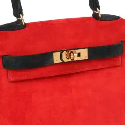 Hermès Limited Edition, Vinatge 1992 Mini Kelly 20 Sellier Rouge Vif And Black Veau Doblis Suede Gold Hardware