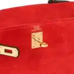 Hermès Limited Edition, Vinatge 1992 Mini Kelly 20 Sellier Rouge Vif And Black Veau Doblis Suede Gold Hardware