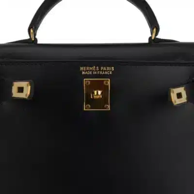 Hermes Micro Kelly 15 Sellier Black Box Calfskin Gold Logo2