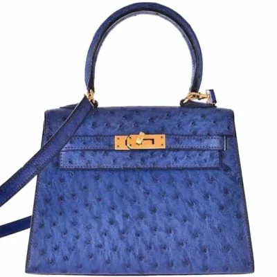 Hermès Mini Kelly 20 Blue Sapphire Ostrich Gold Hardware