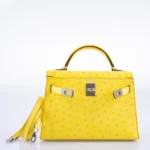 Hermès Mini Kelly 20 II Jaune Citron Ostrich Palladium Hardware