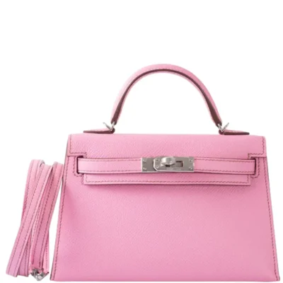 Hermès Mini Kelly 20 II Sellier 5P Bubblegum Pink Epsom Palladium Hardware Quality Rep