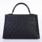 Hermès Mini Kelly 20 II Sellier Black Ostrich Gold Hardware High-quality Lushentic Grade Luxury replica handbags