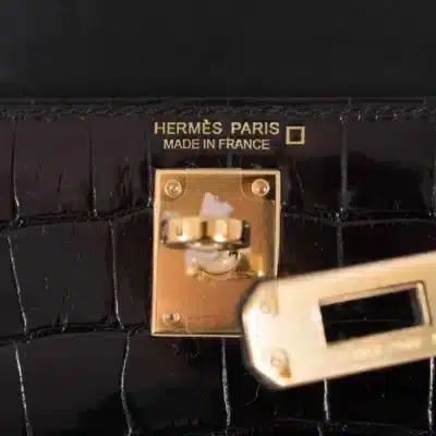 Hermès Mini Kelly 20 II Sellier Black Shiny Alligator Missipensis logo1