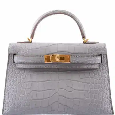 Hermès Mini Kelly 20 II Sellier Gris Perle Matte Alligator Mississippiensis Gold Hardware