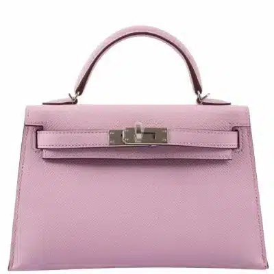 Hermès Mini Kelly 20 II Sellier Mauve Sylvestre Epsom Palladium Hardware