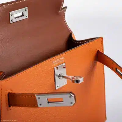 Hermès Mini Kelly 20 II Sellier Orange Verso Gold Chevre detail1