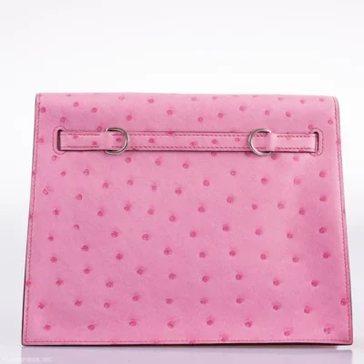 Hermès Mini Kelly II Danse 5P Bubblegum Pink Ostrich Palladium Hardware Replica inspired