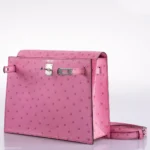 Hermès Mini Kelly II Danse 5P Bubblegum Pink Ostrich Palladium Hardware Replica inspired