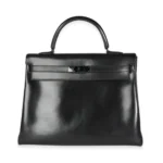 Hermès Rare Collectible Kelly 35 So Black Box Calfskin PVD Hardware Replica luxury handbags