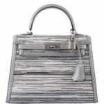 Hermès Rare Collectible 2001 Kelly 25 Sellier Gris Perle Box Calf & Vibrato Palladium Hardware Replica luxury handbag