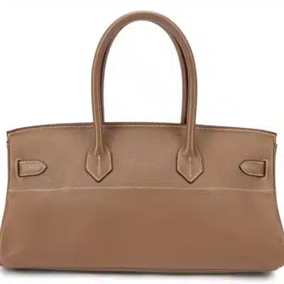 Hermès Rare Collectible 2005 Birkin 42 “Shoulder Birkin" Etoupe Clemence JPG Shoulder Palladium Hardware