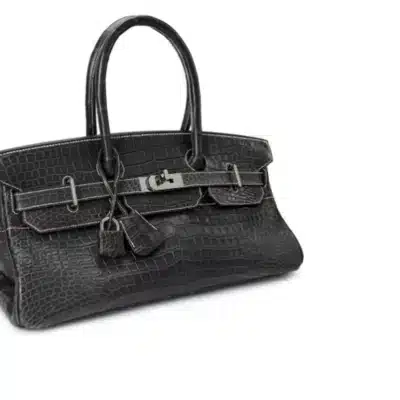 Hermès Rare Collectible 2007 Birkin 42 "Shoulder Birkin" Graphite Matte Porosus Crocodile JPG Shoulder Palladium Hardware