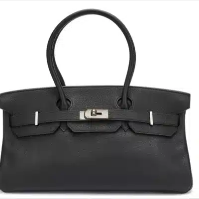 Hermès Rare Collectible 2009 Birkin 42 “Shoulder Birkin" Black Clemence JPG Shoulder Palladium Hardware