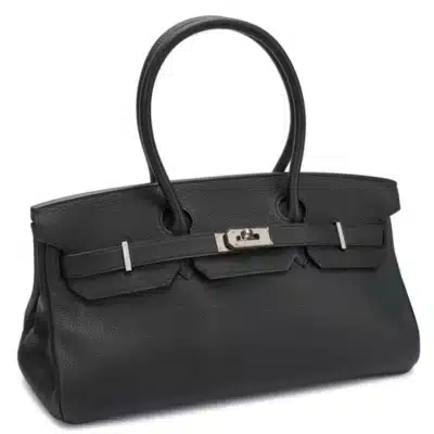 Hermès Rare Collectible 2009 Birkin 42 “Shoulder Birkin" Black Clemence JPG Shoulder Palladium Hardware Replica luxury handbag