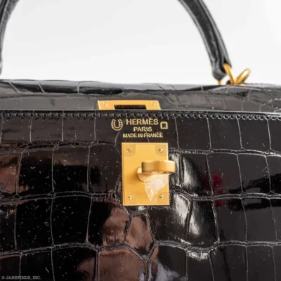 Hermès Rare Collectible 2019 Kelly 25 Sellier Black Shiny Alligator Missipensis logo1