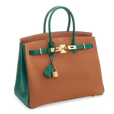 Hermès HSS 2020 Custom Birkin 35 Gold And Malachite Epsom Gold Hardware