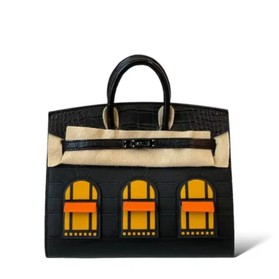 Hermès Rare Collectible Birkin 20 So Black Shiny Niloticus Crocodile, Epsom & Box Calfskin Faubourg Midnight Black Hardware