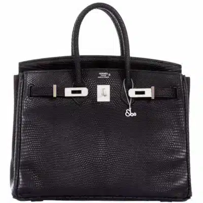 Hermès Rare Collectible Birkin 25 Black Salvator Lizard Jacob & Co. Diamond Encrusted 18k White Gold Hardware