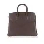 Hermès Rare Collectible Shadow Birkin 25 Bordeaux Evercalf Lock Handbag Silver Hardware