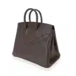 Hermès Rare Collectible Shadow Birkin 25 Bordeaux Evercalf Lock Handbag Silver Hardware