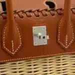 Hermès Rare Collectible Birkin 25 Picnic Rattan Barenia Silver Hardware