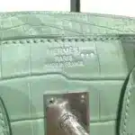 Hermès Rare Collectible Birkin 25 Retourne Vert D Eau Matte Moreletti Crocodile Diamond Encrusted 18k White Gold Hardware