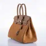 Hermès Rare Collectible Birkin 30 Chamois/Alezan Swift & Veau Doblis Suede Grizzly Gold Hardware