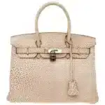 Hermès Rare Collectible Birkin 30 Red Dalmatian Buffel E Engraved Handbag Silver Hardware