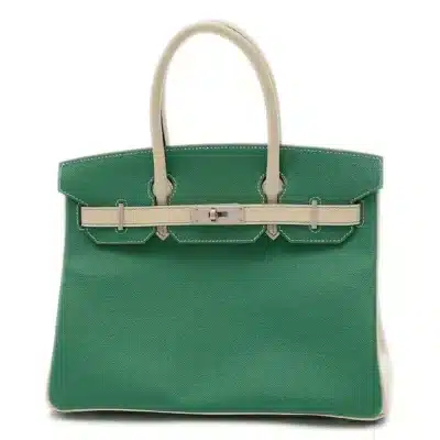 Hermès Rare Collectible Birkin 30 Vert Vertigo Epsom Matte Personal Handbag Silver Hardware