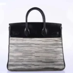 Hermès Rare Collectible Birkin 32 Grey And Black Box Calf & Vibrato HAC Palladium Hardware Quality Replica