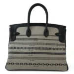 Hermès Rare Collectible Birkin 35 Black Toile De Camp Canvas & Swift Toile De Camp Dechainee Palladium hardware