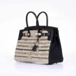 Hermès Rare Collectible Birkin 35 Black Veau Swift & Toile De Camp Dechainee Palladium Hardware