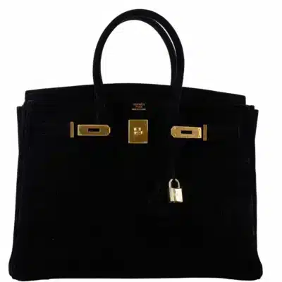 Hermès Rare Collectible Birkin 35 Black Veau Velours Suede Gold Hardware