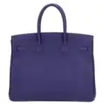 Hermès Rare Collectible Birkin 35 Blue Encre and Bordeaux Togo and Swift Officier Handbag Palladium Hardware