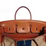 Hermès Rare Collectible Birkin 35 Natural Barenia & Toile Flag Permabrass Hardware