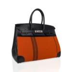 Hermès Rare Collectible Birkin 35 Orange Potamus Toile/Box Calf Palladium Hardware Fake luxury bags for sale