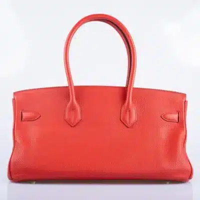 Hermès Rare Collectible Birkin 42 II “Shoulder Birkin" Vermillion Clemence JPG Shoulder Palladium Hardware Lushentic Grade bags