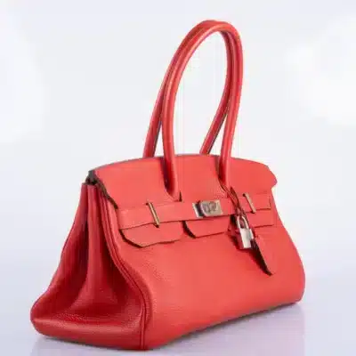 Hermès Rare Collectible Birkin 42 II “Shoulder Birkin" Vermillion Clemence JPG Shoulder Palladium Hardware Lushentic Grade bags